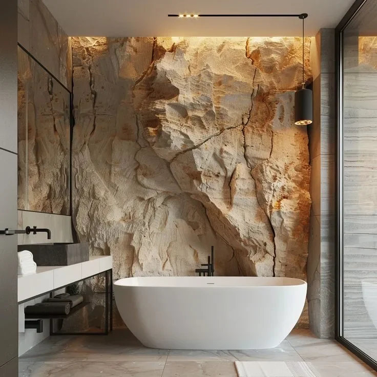 Decorative stone wall installation